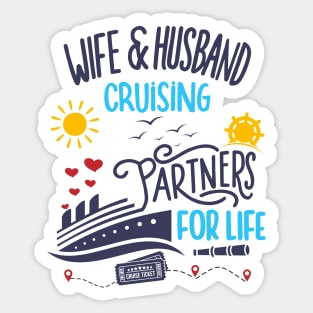 Wife & Husband Cruising Partners For Life Honeymoon Sticker